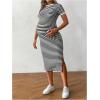 imageMakeMeChic Womens Maternity Dress Striped Short Sleeve Round Neck Slit Hem Everyday Midi DressBlack and White