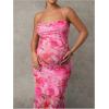 imageMakeMeChic Womens Maternity Summer Dress Floral Halter Criss Cross Bodycon Pregnancy Midi DressesPink