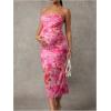 imageMakeMeChic Womens Maternity Summer Dress Floral Halter Criss Cross Bodycon Pregnancy Midi DressesPink