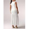 imageMakeMeChic Womens Maternity Summer Dresses Sleeveless Ruched Ruffle Bodycon Pregnancy Maxi Tank DressesWhite