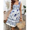 imageMakeMeChic Womens Summer Maternity Dresses Vacation Floral A Line Sleeveless Mini Pregnancy DressesWhite and Blue