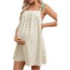 imageMakeMeChic Womens Maternity Dress Floral Tie Shoulder Sleeveless Pregnancy DressesApricot