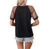 imageMakeMeChic Womens Casual Mesh Short Sleeve Tee Top See Through Sleeve Round Neck Summer T Shirts Black XLarge