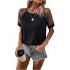 imageMakeMeChic Womens Casual Mesh Short Sleeve Tee Top See Through Sleeve Round Neck Summer T Shirts Black XLarge