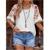 imageMakeMeChic Womens Fringe Tee Shirt Floral Print Crew Neck Short Sleeve Summer TopsWhite