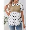 imageMakeMeChic Womens Maternity Blouse Polka Dots Puff Sleeve Button Front Ruffle Pregnancy Nursing TopBlack