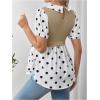 imageMakeMeChic Womens Maternity Blouse Polka Dots Puff Sleeve Button Front Ruffle Pregnancy Nursing TopBlack
