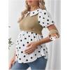 imageMakeMeChic Womens Maternity Blouse Polka Dots Puff Sleeve Button Front Ruffle Pregnancy Nursing TopBlack