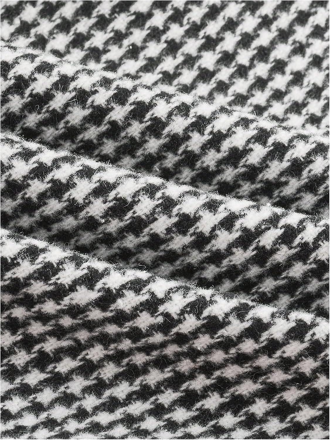 imageMakeMeChic Womens Houndstooth Plaid Pleated Mini Skirt A Line Y2K Preppy SkirtsBlack and White