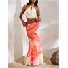imageMakeMeChic Maxi Long Skirt for Women Mesh Y2k Summer Floral Flowy SkirtApricot