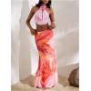 imageMakeMeChic Maxi Long Skirt for Women Mesh Y2k Summer Floral Flowy SkirtPink