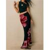 imageMakeMeChic Maxi Long Skirt for Women Mesh Y2k Summer Floral Flowy SkirtRed
