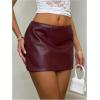 imageMakeMeChic Womens Faux Leather Mini Skirt Low Waist Party Club Short Skirts StreetwearBurgundy