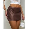 imageMakeMeChic Womens Faux Leather Mini Skirt Low Waist Party Club Short Skirts StreetwearCoffee Brown