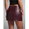 imageMakeMeChic Womens Faux Leather Mini Skirt Low Waist Party Club Short Skirts StreetwearRed