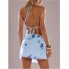 imageMakeMeChic Womens Floral Embroidery Mini Skirt Low Waist Tie Side Split SkirtsLight Blue