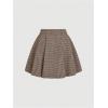 imageMakeMeChic Womens Houndstooth Plaid Pleated Mini Skirt A Line Y2K Preppy SkirtsCoffee Brown