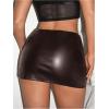 imageMakeMeChic Womens PU Leather Buckle Mini Skirt Drop Waisted Summer Y2K Zipper Club Bodycon SkirtsBrown