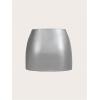 imageMakeMeChic Womens PU Leather Buckle Mini Skirt Drop Waisted Summer Y2K Zipper Club Bodycon SkirtsSilver