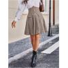 imageMakeMeChic Womens Plaid Mini Skirt Button Front Pleated A Line Flowy Elegant Houndstooth SkirtsMulticolor