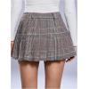 imageMakeMeChic Womens Plaid Pleated Mini Skirt Drop Waist A Line Skater Tartan Skirts Without BeltApricot