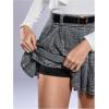 imageMakeMeChic Womens Plaid Pleated Mini Skirt Drop Waist A Line Skater Tartan Skirts Without BeltBlack and White
