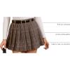 imageMakeMeChic Womens Plaid Pleated Mini Skirt Drop Waist A Line Skater Tartan Skirts Without BeltCoffee Brown