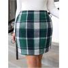 imageMakeMeChic Womens Plaid Skirt High Waisted Pencil Mini SkirtDark Green