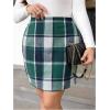 imageMakeMeChic Womens Plaid Skirt High Waisted Pencil Mini SkirtDark Green