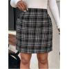 imageMakeMeChic Womens Plaid Skirt High Waisted Pencil Mini SkirtDark Grey