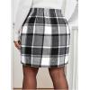 imageMakeMeChic Womens Plaid Skirt High Waisted Pencil Mini SkirtGrey