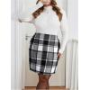 imageMakeMeChic Womens Plaid Skirt High Waisted Pencil Mini SkirtGrey