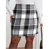 imageMakeMeChic Womens Plaid Skirt High Waisted Pencil Mini SkirtGrey