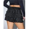 imageMakeMeChic Womens Plus Size Cheetah Print Mini Skirt Ruffle Tiered A Line Y2K Party SkirtsBlack