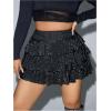imageMakeMeChic Womens Plus Size Cheetah Print Mini Skirt Ruffle Tiered A Line Y2K Party SkirtsBlack
