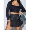 imageMakeMeChic Womens Plus Size Cheetah Print Mini Skirt Ruffle Tiered A Line Y2K Party SkirtsBlack