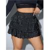 imageMakeMeChic Womens Plus Size Cheetah Print Mini Skirt Ruffle Tiered A Line Y2K Party SkirtsBlack