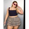 imageMakeMeChic Womens Plus Size Cheetah Print Mini Skirt Ruffle Tiered A Line Y2K Party SkirtsKhaki