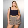 imageMakeMeChic Womens Plus Size Cheetah Print Mini Skirt Ruffle Tiered A Line Y2K Party SkirtsKhaki