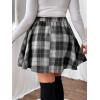 imageMakeMeChic Womens Plus Size Plaid Mini Skirt High Waisted Aline Flare Pleated SkirtPlus Dark Grey