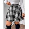 imageMakeMeChic Womens Plus Size Plaid Mini Skirt High Waisted Aline Flare Pleated SkirtPlus Dark Grey