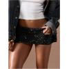 imageMakeMeChic Womens Sequin Mini Skirt Low Waisted Sparkly Micro Pencil SkirtBlack