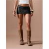 imageMakeMeChic Womens Sequin Mini Skirt Low Waisted Sparkly Micro Pencil SkirtBlack
