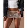 imageMakeMeChic Womens Sequin Mini Skirt Low Waisted Sparkly Micro Pencil SkirtGold