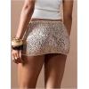 imageMakeMeChic Womens Sequin Mini Skirt Low Waisted Sparkly Micro Pencil SkirtGold