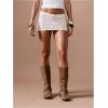 imageMakeMeChic Womens Sequin Mini Skirt Low Waisted Sparkly Micro Pencil SkirtWhite