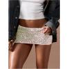 imageMakeMeChic Womens Sequin Mini Skirt Low Waisted Sparkly Micro Pencil SkirtWhite