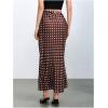 imageMakeMeChic Womens Silk Satin Polka Dots Midi Skirt Vintage Elegant Flowy Pencil Long SkirtsBrown