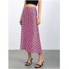 imageMakeMeChic Womens Silk Satin Polka Dots Midi Skirt Vintage Elegant Flowy Pencil Long SkirtsPink