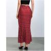 imageMakeMeChic Womens Silk Satin Polka Dots Midi Skirt Vintage Elegant Flowy Pencil Long SkirtsRed